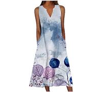 HINTSAN Kleid Hochzeitsgast Damen Strandkleider Damen Sommer Weiß Flower Dress Damen Kleider Lang Festliches Sommerkleid Damen Sommer Kleider für Damen Knielang Kleider