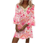 HINTSAN Kleid Lang Freizeitkleid Damen Elegant Bunte Kleider SpaghettiträGer-Kleid Kleid Midi Damen Sommer Kleider Damen Sommer Maxikleid Große Größen