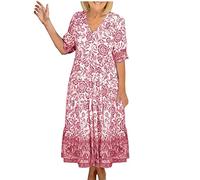 HINTSAN Kleid Lang Kleid Neckholder Grünes Kleid Damen Dunkelblaues Kleid Damen Elegant Knielang Sommerkleid Damen Lang Festlich Maxikleid Damen Elegant Rot Kleid Festlich Damen