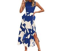 HINTSAN Kleid Mädchen Maxi Dress Sommerkleider+Knielang Sommerkleid Damen Elegant Festlich Minikleid Kurzarm Damen Eng Shirt Kleid Vintage Kleid