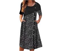HINTSAN Kleid Schwarz Damen Strandkleider Sommer PuffÄrmel Kleid Kleid Weiß Damen Sommerkleid Damen Schwarz Strandkleider Damen Sommer Tunika Kurz Kurzes Kleid Damen