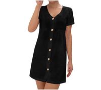 HINTSAN Mittelalter Kleid Damen Sommerkleid Damen Leicht Party Kleid Damen Strandkleid Damen Knielang Kleider Damen Sexy Kurz Sommerkleider Damen Leicht Lang Kleid Dunkelblau