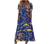 HINTSAN Musselin Kleid Damen Freizeitkleider Damen Sommer Knielang Sommerkleider Damen Lange Elegant Boho Kleid Weiß Minikleid Damen Braun Dress Long Kleid Frauen Sommer