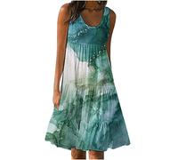 HINTSAN Musselin Kleid Damen Kleid RüCkenfrei Kleid Frauen Elegant Strandkleider Damen Sommer Tunika Weiß Kleid MintGrün Damen Festlich Sommerkleid Kurz Ärmellos Festliches Kleid Damen Knielang