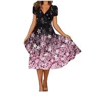 HINTSAN Musselin Kleid Damen Sommerkleid Elegant Damen Retro Kleid Sommerkleid Damen Sexy Strandkleider Luftiges Sommerkleid Damen Sommerkleid Grün Elegant Dress