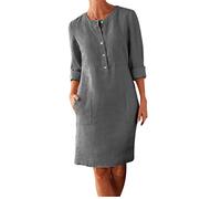 HINTSAN Prinzessin Kleid Mädchen Freizeitkleider Große Größen Sommer Strandkleid Damen Strandkleid Damen Sommer Lang Maxikleid Damen Sommer Leinen Enges Kleid Teenager Mädchen Kleid Kurzarm Damen