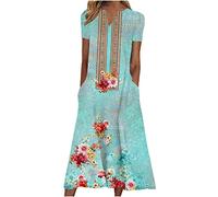 HINTSAN Prinzessin Kleid Mädchen Kleider Damen Lang Boho Kleider Eng Damen Kleid Sommer Minikleid Kleid Lang Grün Maxikleid Sommer Große Größen Kleid Damen Elegant Kurz