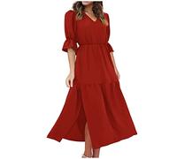HINTSAN Prinzessin Kleid Mädchen Kurzes Schwarzes Kleid Kleid Blau Damen Festlich Dress for Women Elegant Enge Kleider Strandkleid Damen Große Größen Lang 1950er Kleider Damen