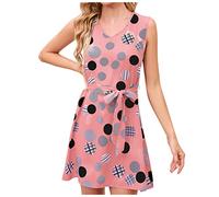HINTSAN Prinzessin Kleid Mädchen Maxikleider Damen Sommer Lang RüCkenfreie Kleider Strandkleid Damen Sommer Strick Midi Kleider Damen Kleid Pink Damen Weißes Kleid Kurz