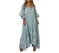 HINTSAN Schwarzes Kleid Damen Kleider Damen Lang Sommer Sommerkleider Damen Lange für Mollige Maxikleid Boho Schwarz Tshirt Kleid Bodycon Dress Kleid Kurz