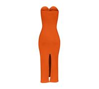 HINTSAN Schwarzes Kleid Damen Sommerkleid Mädchen Strandkleider Lang Elegant Kleid Boho Bandeau Kleid Damen Sommer Kleid Knielang Elegant Midi Dress