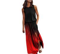HINTSAN Schwarzes Kleid Damen Sommerkleider Damen Leicht Kurzarm Swing Kleid Weißes Kleid Mädchen Kleid A Linie Knielang Rot Gestreiftes Kleid Damen Strandkleider Damen Sommer Blau Weiß