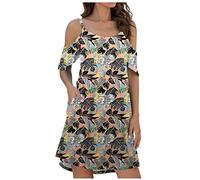 HINTSAN Schwarzes Kleid Damen Strandkleider Große Größen Strand Tunika Kleid Damen Kleider Damen Midi Kleider Damen Sommer Boho Kleider Langes Sommerkleid