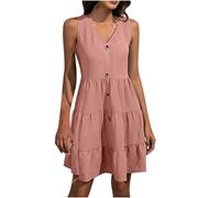 HINTSAN Sexy Kleid Damen Kleid Neckholder Kleid Knielang Festlich Sommerkleid Kurz Eng Maxikleid Damen Elegant für Hochzeit Elegantes Kleid für Dicke Frauen Kleid Orange Damen