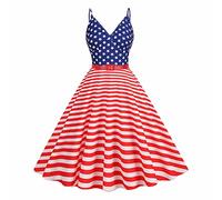 HINTSAN Sexy Kleid Damen Knielang Kleid Festliches Kleid Frauen Cocktail Kleider für Damen Vintage Dress Damen Sommerkleider Midi Kleid Eng Damen