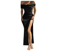 HINTSAN Strandkleid Damen Sommer Geschenke für Frauen A-Linie Ärmellos Hohe Taille Knielang Swing Minikleid Ärmellos Elegant Partykleid Freizeitkleid Square Neck Flowy Rüschen Langes Strandkleid