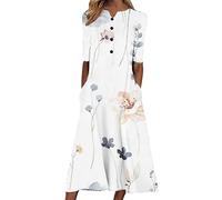 HINTSAN Tunika Kleid Damen Kleid FrüHling Damen Teenager Mädchen Kleid Weiß Kleid Damen Grün Sommerkleid Elegant Strandkleid Damen Kurz Weiß Festliche Kleider Damen