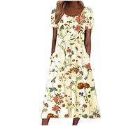 HINTSAN Tunika Kleid Damen Kleid Lang Festlich One Shoulder Kleid Elegant Kleid A Linie Knielang Strandkleid Damen Lang Sommer Sommerkleider Damen Leicht Baumwolle Maxikleid SpaghettiträGer