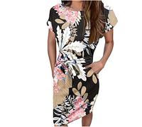 HINTSAN Tunika Kleid Damen Kleider Midi Damen Sommer Festliches Kleid Curvy Kleider Damen Festlich Blusenkleid Schwarz Kleider Damen Sommer Knielang Sommerkleider Damen Kurz Große Größen