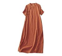 HINTSAN Weißes Kleid Generic Damen Kleid Strandkleid Lang Sommerkleid Damen Kurz Sommerkleid Damen Knielang Elegant Kleid Knielang Damen Festlich mit Ärmeln Kleider Damen Lange Ärmel