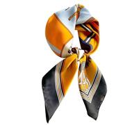 Hioyiwse Satin-Bandanas, Kopftuch für Damen, Haarschal, Zubehör, leicht, modisch, Wickeltuch, Halstuch, Seide, Schlaf-Kopftuch, A18, blaue und weiße dünne Linie (79,5 x 69,5 cm), 28.5