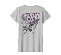 Hip Hop Angel Vintage Edgy Y2K Backprint Streetwear Engel T-Shirt, Damen, Silber, S