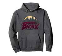 Hip Hop Geboren in der Bronx Urban NYC Skyline Art Pullover Hoodie, Unisex für Erwachsene, Anthrazit Meliert, XL
