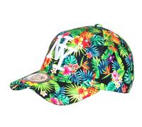 Hip Hop Honour Kinderkappe Orange Grün Print Blumen Ananas NY Sunlight 7 bis 12 Jahre - Einheitsgröße - Grün
