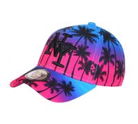 Hip Hop Honour NY Cap Rosa und Blau Palmen Print Tropical Bora Baseball - Größe: Einheitsgröße - Farbe: Rosa - Unisex