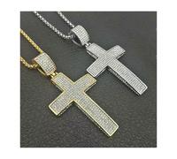Hip Hop Iced Out Bling Großes Kreuz Anhänger Halsketten Für Männer Edelstahl Christlicher Schmuck Religiös