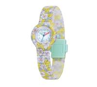 HIP HOP, Kollektion Flower Power, Mädchenuhr, Armband aus Silikon und Stoff Liberty London, Blumendesign, Gehäuse 28 mm, leicht zu lesen, wasserdicht, gelb, 28, Modern