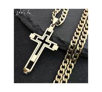 Hip Hop Kreuz Edelstahl Kette Halsketten Gold Farbe Lange Anhänger Halskette für Frauen/Männer Schmuck