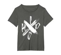 Hip-Hop Rap Deutschrap Musik Kreuz T-Shirt, Damen Große Größen, Anthrazit, 3X