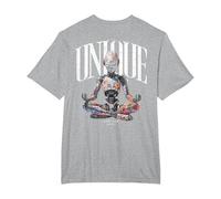 Hip Hop Vintage Edgy Urban Y2K Backprint Streetwear Roboter T-Shirt, Herren Große Größen, Grau Meliert, 5X Tall