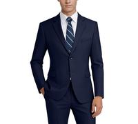 Hipfun Herren-Anzug-Set, 2-teilig, schmale Passform, 2 Knöpfe, einfarbig, Anzugjacke, Hose mit Krawatte, Revers, lässiger Hochzeitsanzug, Marineblau, 3XL