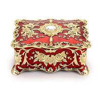 Hipiwe Schmuckschatulle im Retrostil, rechteckig, emailliert, mit 2 Ebenen, Schatztruhe, Schmuck, dekorative Box, Andenken, Geschenkbox für Frauen und Mädchen, 17,8 x 12,7 x 7,6 cm