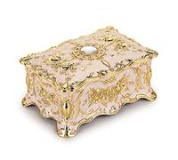 Hipiwe Vintage-Schmuckkästchen aus Metall - zweilagige, rechteckige Schmuckschatulle, Aufbewahrungsbox, kunstvolle Schatztruhe, dekorative Schmuckbox, 17.8x12.7x7.6 cm, groß