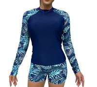 Hippie Badeanzug Damen Zweiteilig Blumendruck Tauchanzug Langarm Tanikinis Sonnenschutz Shaping Schwimmanzug Spanx UV Schutzkleidung Schwimmanzug Badehose