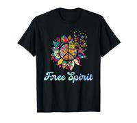 Hippie FREE SPIRIT Flower Power Lustiges Sonnenblumen T-Shirt