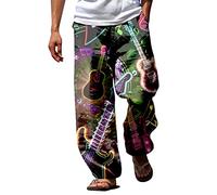 Hippie-Hose für Herren, entspannte Passform, Yogahose, lässige Strandhose, Smart-Hose, weites Bein, leicht, Baggy, Streetwear, bequem und stilvoll, bedruckte Trainingshose, Hip-Hop-Kostüm, Schwarz ,