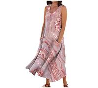 Hippie Kleidung Damen Latzkleid Damen Damen Kleider Elegant Festlich Frau Midi Basic Slim Fit Webstoff Kleid Maxikleid Damen Sommer Brautjungfer Neckholder,Pink,3XL