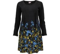 Hippie Minikleid Boho chic, Wickeloptik, Tunika, schwarz/blau/gelb, M