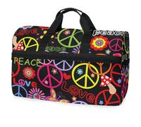 Hippie Reisetasche, Motiv: Peace, Pilz, Blume, für Herren, Damen, Jungen, Mädchen, Teenager, übergroße Sporttasche mit Schuhfach, für Übernachtung, Wochenende, Yoga, Workout, Trainingstasche, #10,