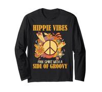 Hippie Vibes Friedenszeichen Free Spirit Groovy Flower Vibe Langarmshirt