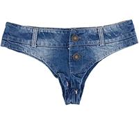 Hippolo Frauen Denim Shorts Mini Kurze Jeans Vintage Booty Night Club Party Engen Schritt Tanga String Cute Bikini (S)