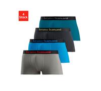 Hipster BRUNO BANANI, Herren, Gr. M, 4 Stk., bunt (grau, türkis, schwarz, petrol), Jersey, Obermaterial: 95% Baumwolle, 5% Elasthan, unifarben, körpernah, Unterhosen, knapp sitzende Boxershorts mit Lo