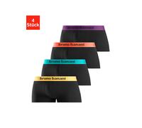 Hipster BRUNO BANANI, Herren, Gr. XL, 4 Stk., bunt (schwarz, orange, schwarz, türkis, schwarz, gelb, schwarz, lila), Jersey, Obermaterial: 95% Baumwolle, 5% Elasthan, unifarben, körpernah, Unterhosen,