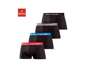 Hipster BRUNO BANANI, Herren, Gr. XL, 4 Stk., schwarz, Jersey, Obermaterial: 95% Baumwolle, 5% Elasthan, unifarben, körpernah, Unterhosen, knapp sitzende Boxershorts in uni oder gemustert aus Baumwoll