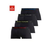 Hipster BRUNO BANANI, Herren, Gr. XXL, 4 Stk., schwarz, Jersey, Obermaterial: 95% Baumwolle, 5% Elasthan, unifarben, körpernah, Unterhosen, knapp sitzende Boxershorts mit Logo Webbund aus Baumwollmisc