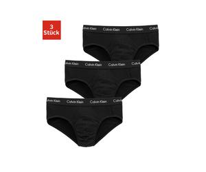 Hipster "CK HIP BRIEF 3PK", Herren, Gr. M, 3 Stk., schwarz, Jersey, Obermaterial: 95% Baumwolle, 5% Elasthan, CALVIN KLEIN UNDERWEAR, unifarben, körpernah, Unterhosen, mit Logo-Stretchbund (93449262-M